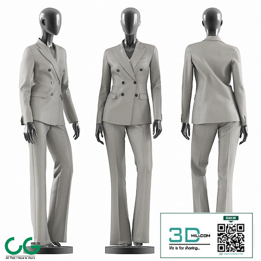 Woman Gray Suit